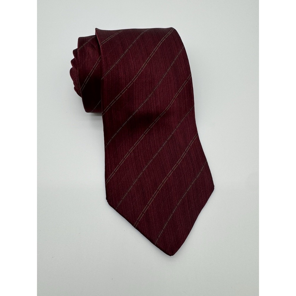 Wilke Rodriguez Silk Tie Red Burgundy Diagonal Stripe Classic Mens Necktie